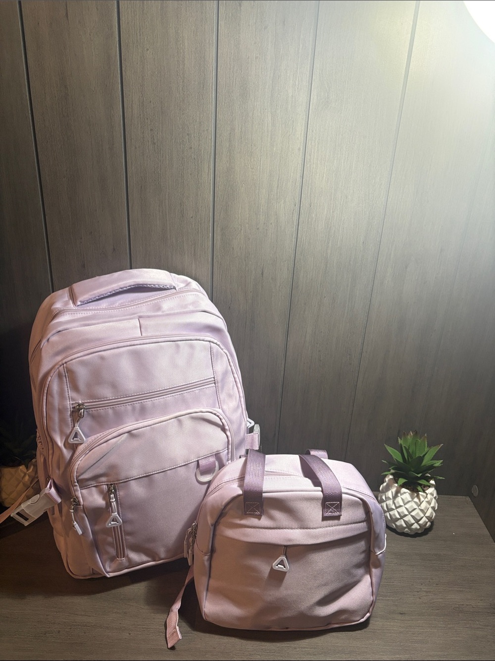Light Pink Backpack and Carry Bag Set